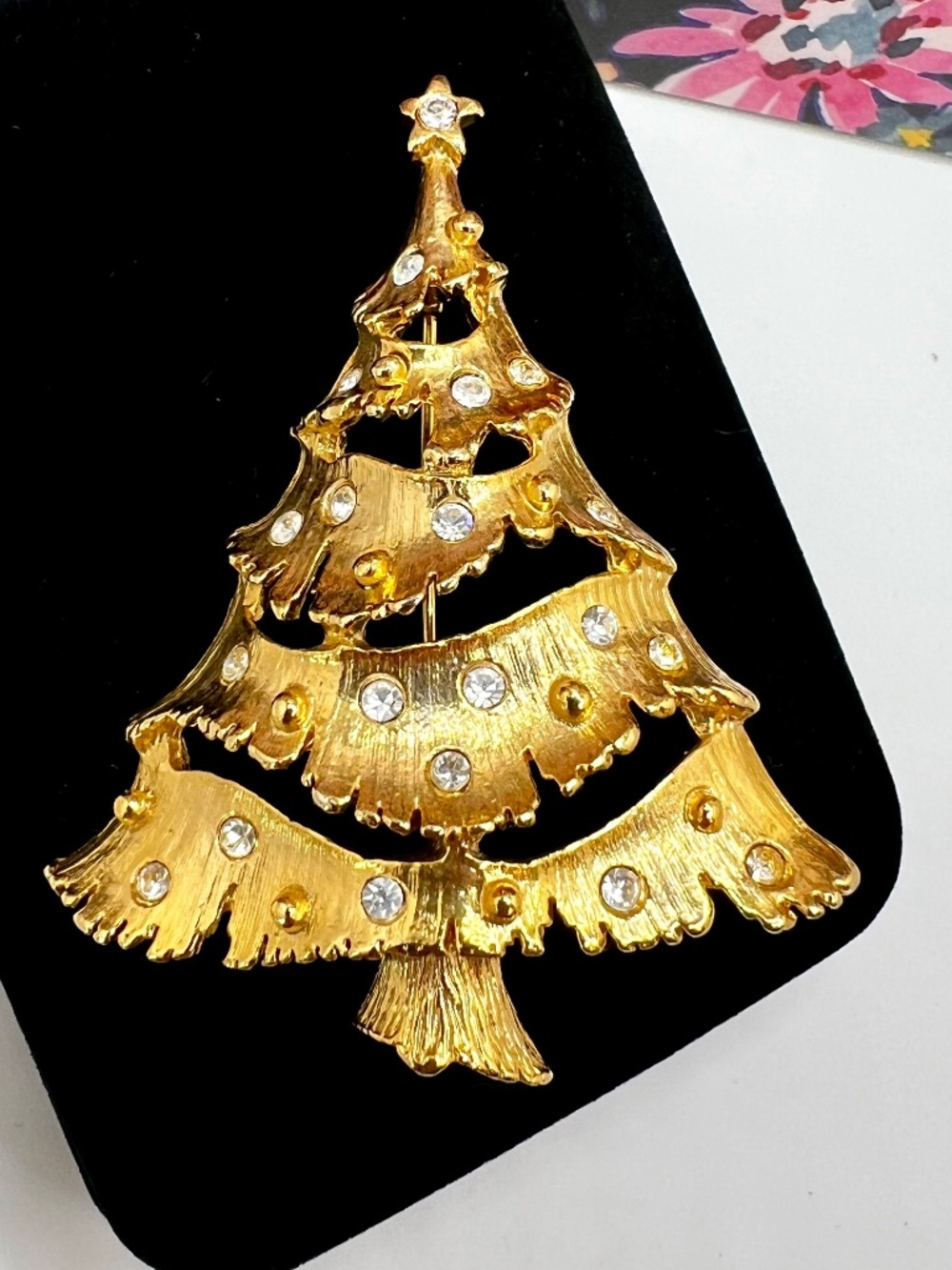 Gold Christmas Tree Brooch